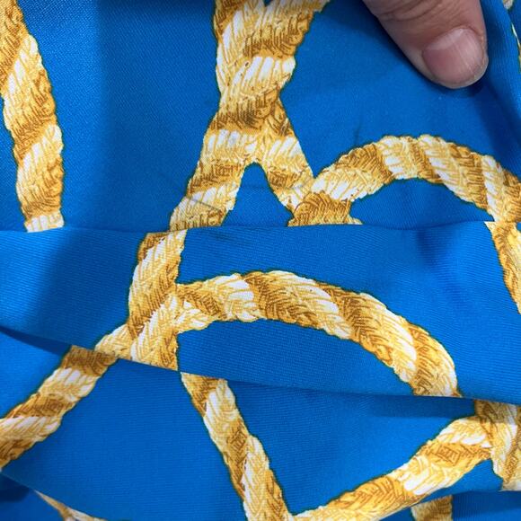 McLaughlin Blue Yellow Rope Print Wrap Dress Old Money Preppy Sz XS - Picture 4 of 10